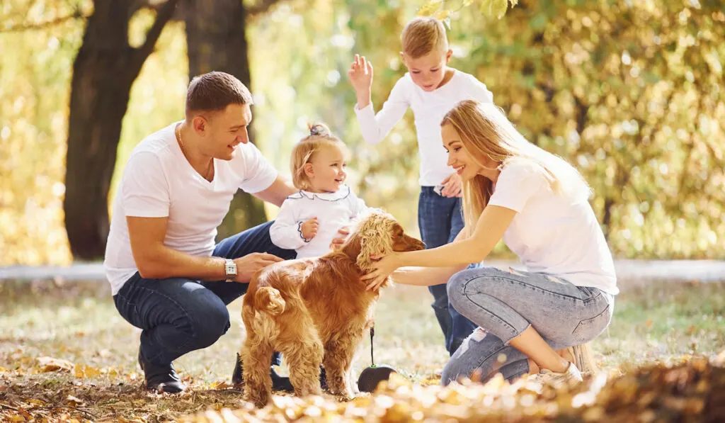 happy family with dog