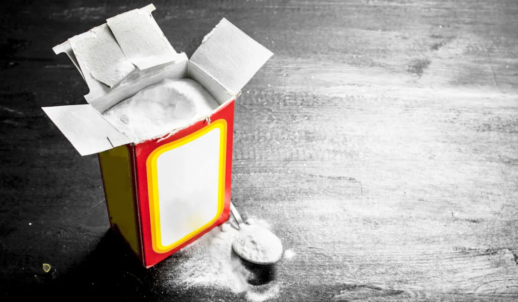 baking soda box on black background