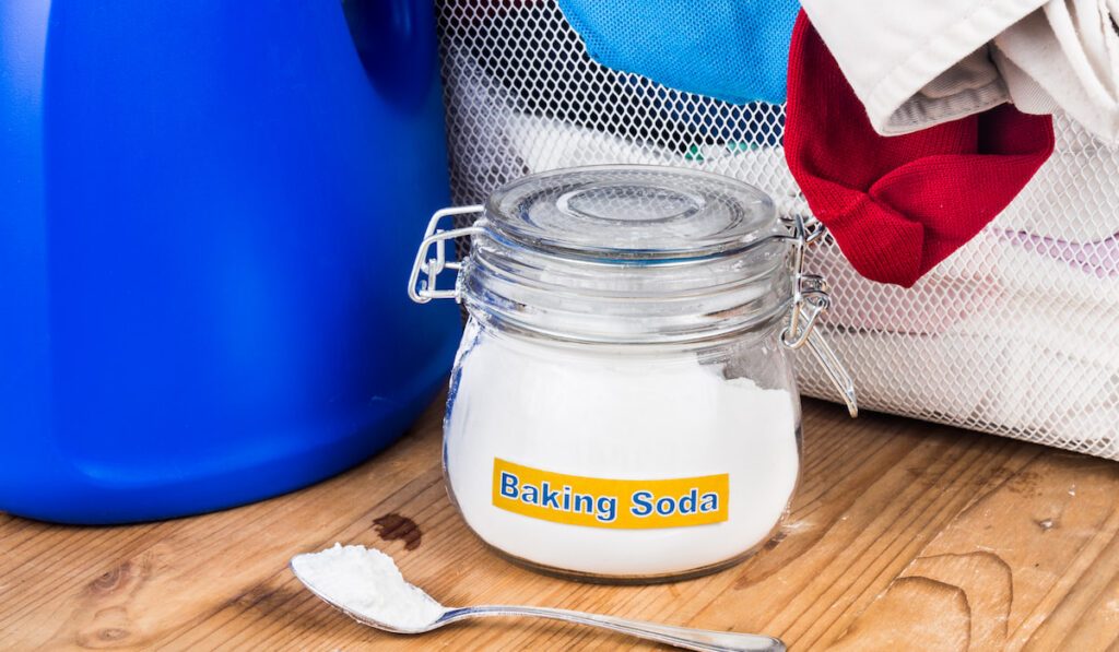 baking soda in a jar and spoon of baking soda 