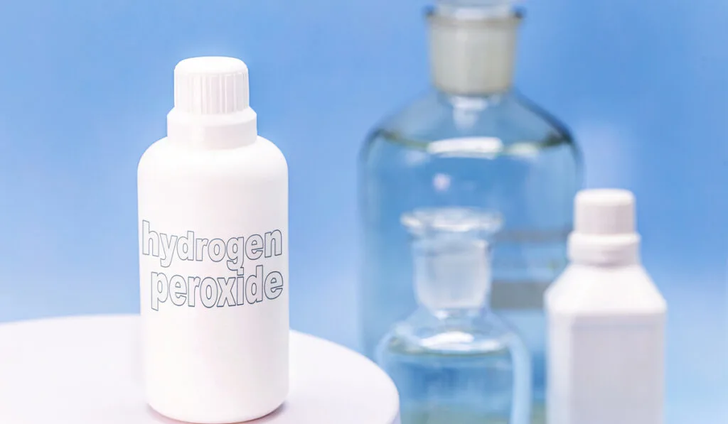 cleaning bottles and hydrogen peroxide container 