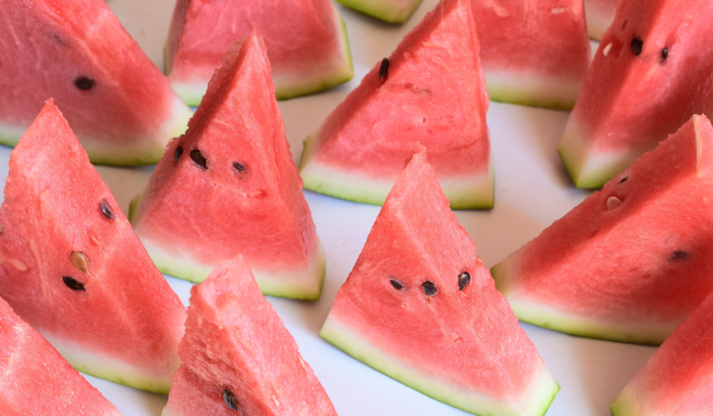 Sliced Watermelon on a white table
